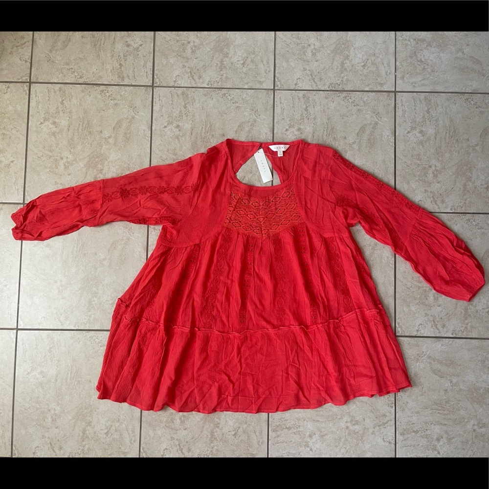 Boho Eyelet Tunic Top